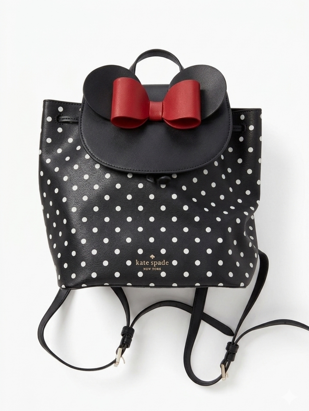 kate spade Black & White Polka Dot Disney Minnie Mouse Drawstring Backpack~ Like